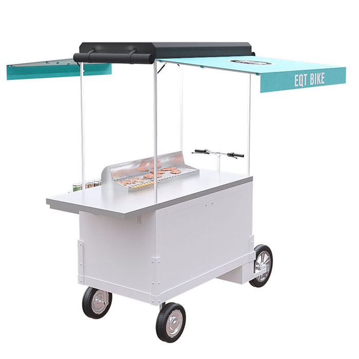Chariot adapté aux besoins du client de nourriture de remorque de scooter, cadre de scooter d'alliage d'aluminium de chariot de nourriture de bicyclette