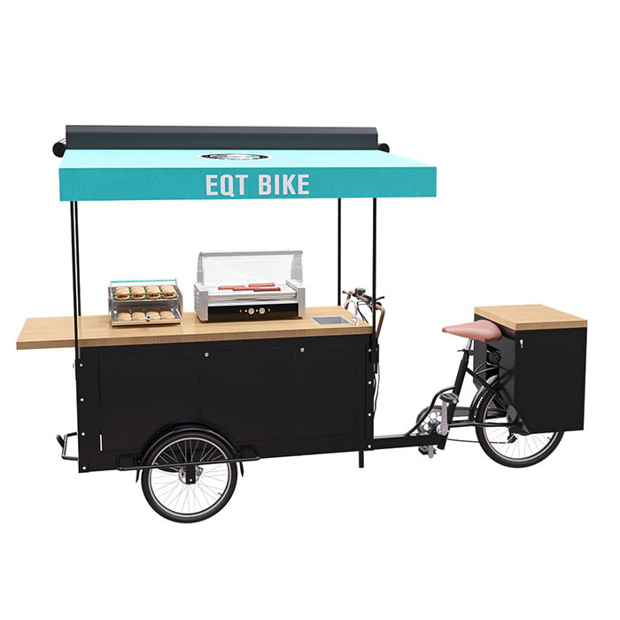 Chariot électrique de nourriture de tricycle de grand stockage, certificat de la CE de chariot de vente de vélo