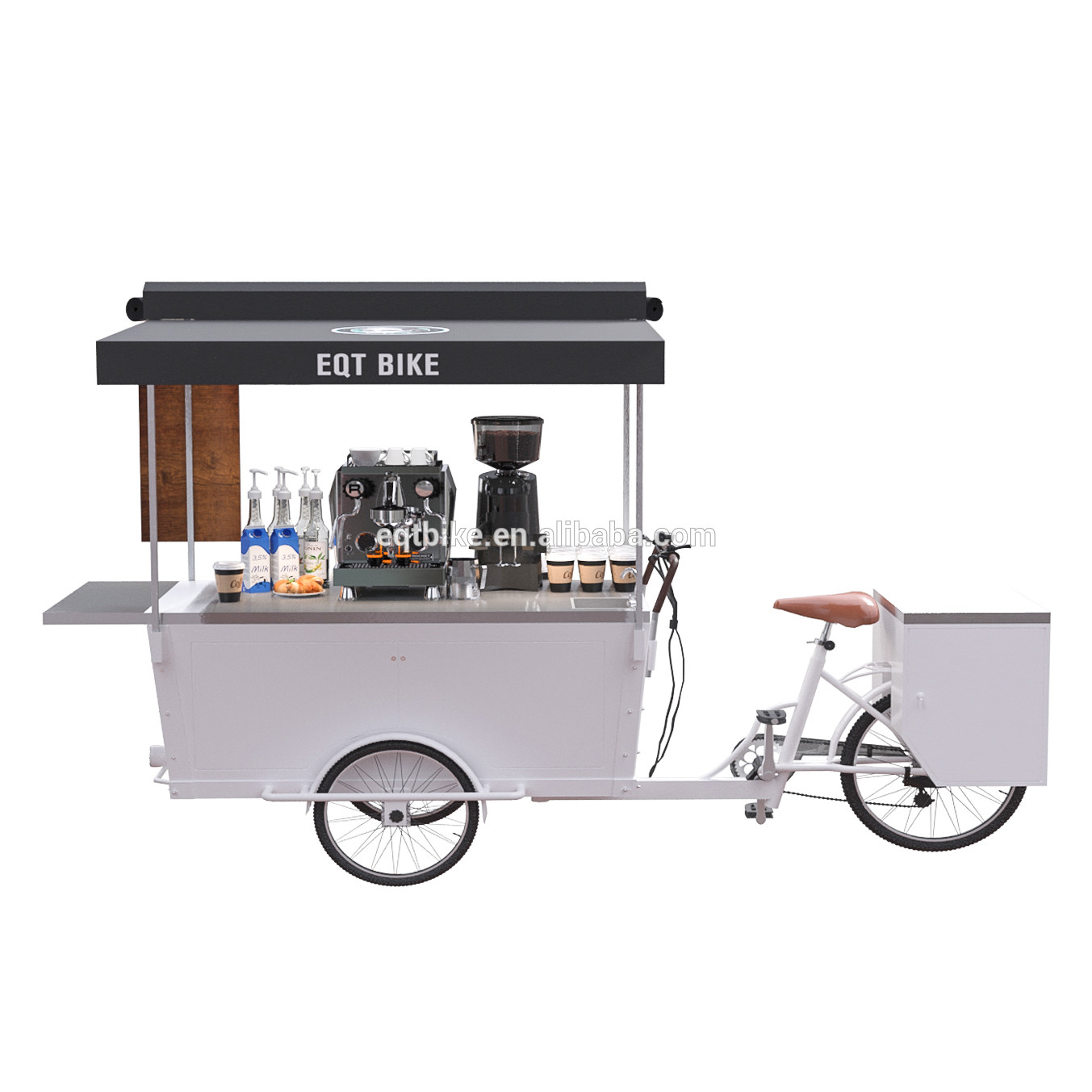 Chariot de café de tricycle de la charge 300KG d'acier inoxydable de la CE