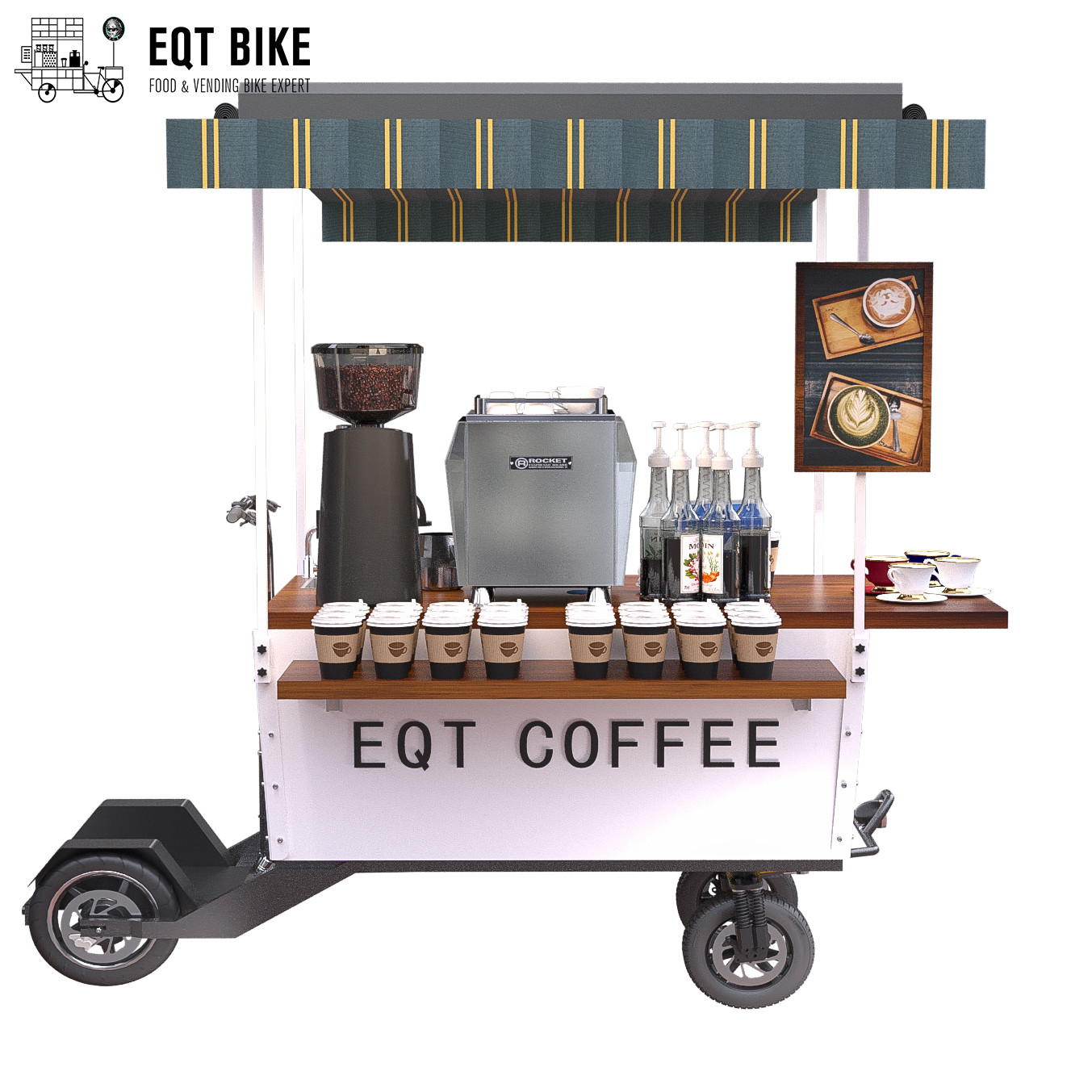 18KM/H vendant le chariot de vélo de café de structure de boîte de scooter