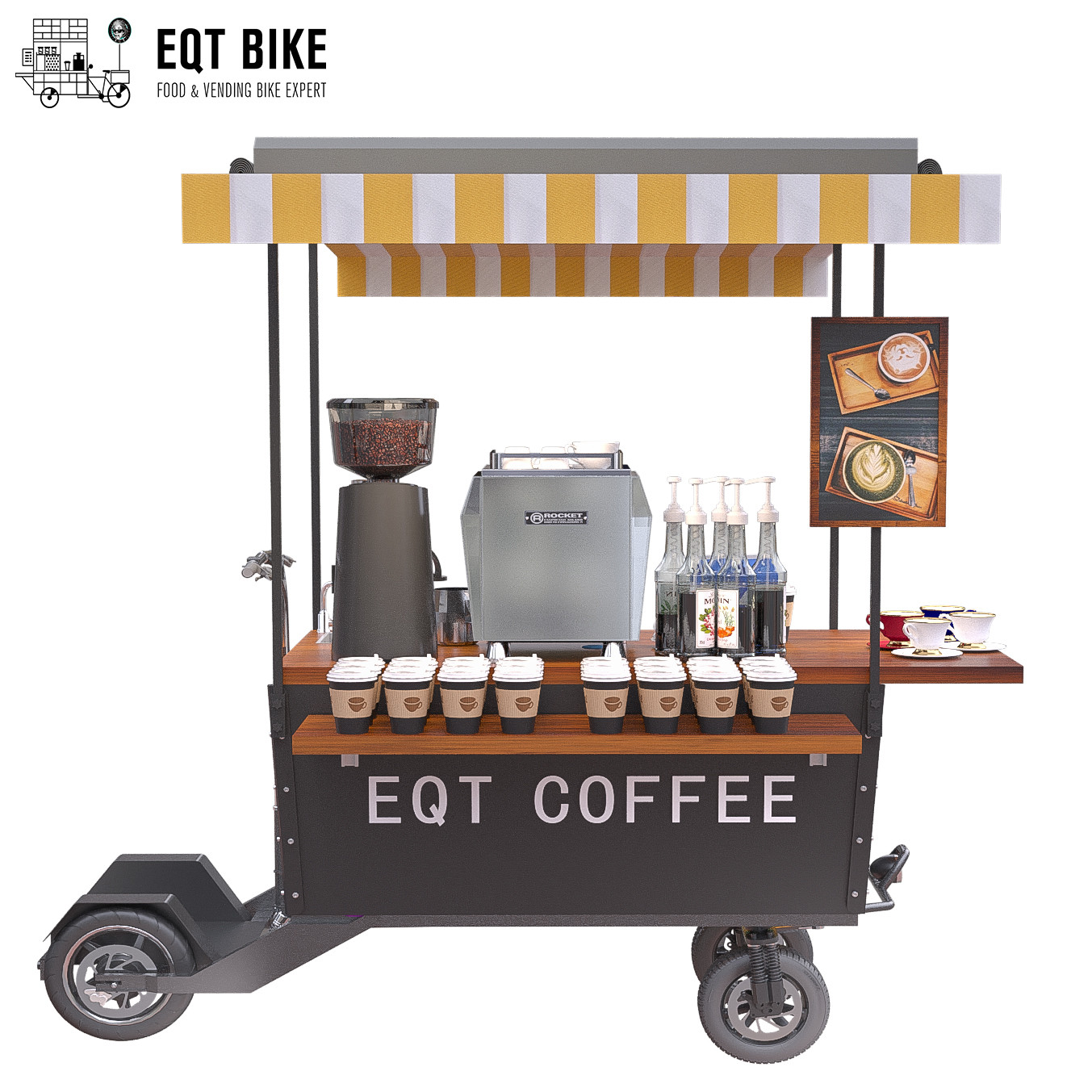 Chariot mobile de café de scooter multifonctionnel d'EQT pour des affaires de rue