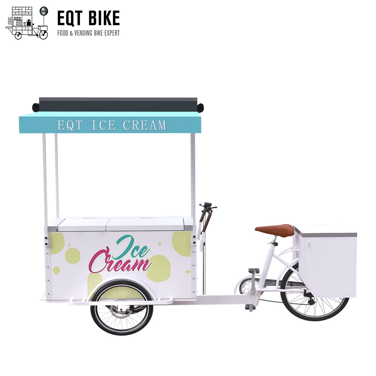 Cargaison de tricycle de vélo de crème glacée d'EQT pour la bicyclette électrique de vélo de congélateur de vente d'affaires de rue pour les boissons froides